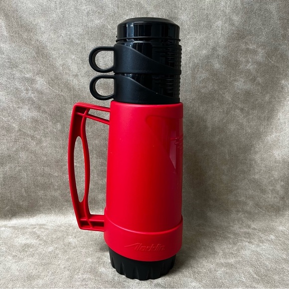 Vtg. Aladdin 1 Liter 33.8 oz. Insulated Plastic Thermos w/ 2 Coffee  Cup & Lid - Picture 1 of 8